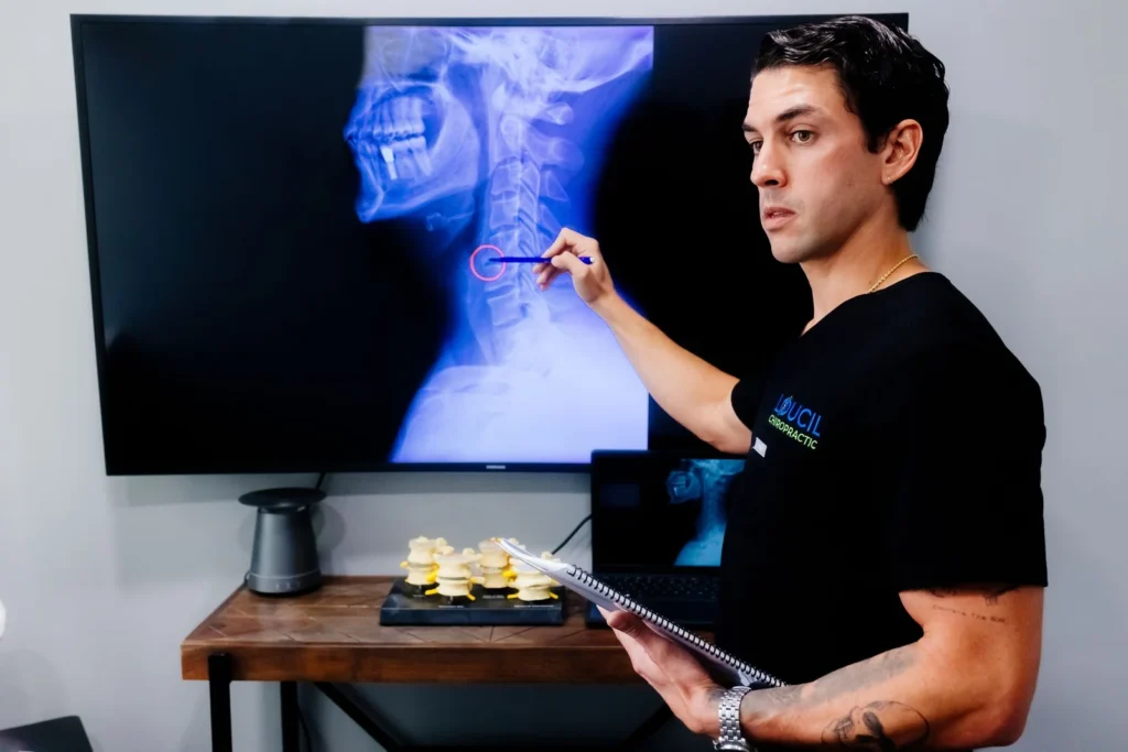 dr loucil showing digital x ray image