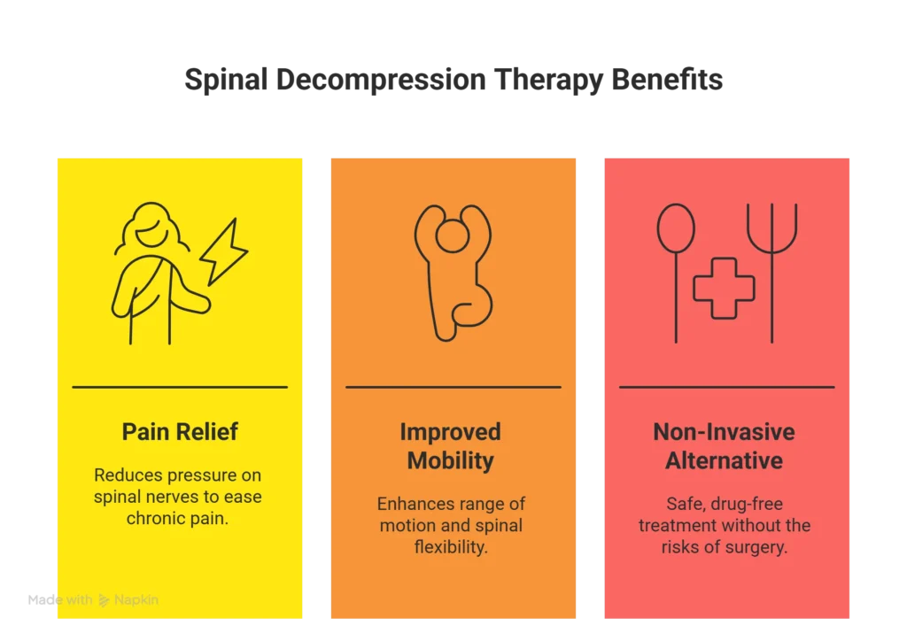 infographic of benefits of spinal decompression therapy in ives estates, fl.