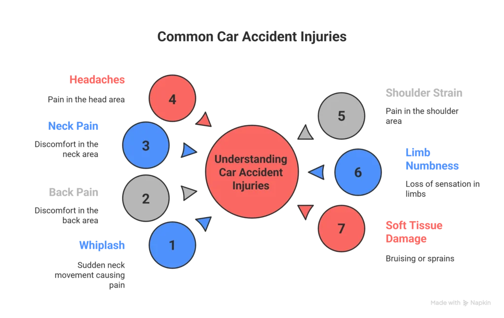 infographic of common car accident injuries